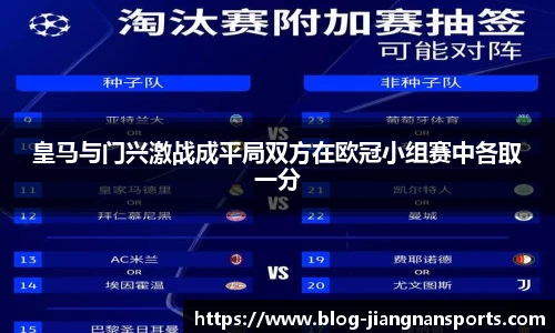 皇马与门兴激战成平局双方在欧冠小组赛中各取一分